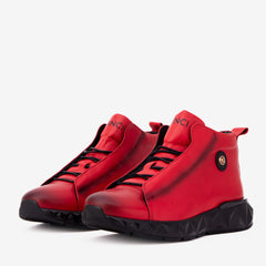 The Vertex Red Leather Men's Sneaker - Vinci Leather