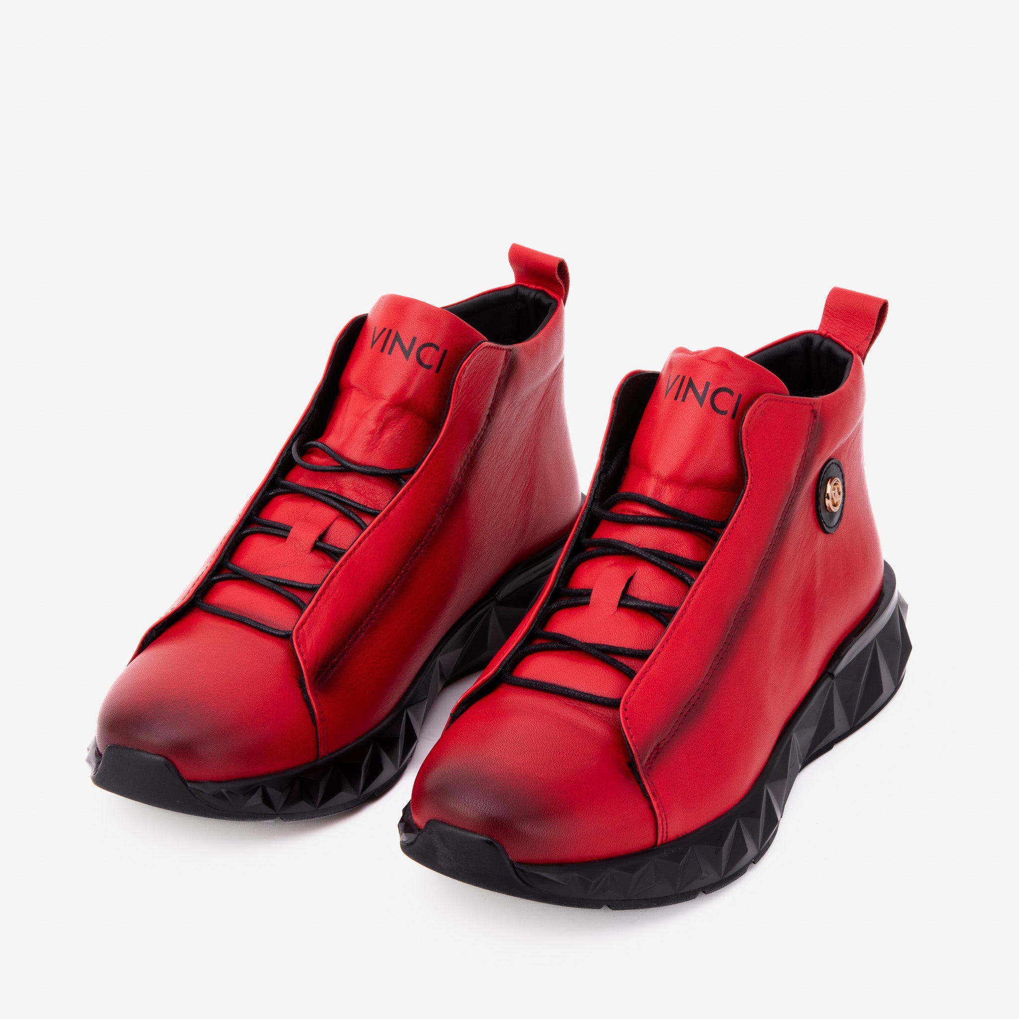 The Vertex Red Leather Men's Sneaker - Vinci Leather