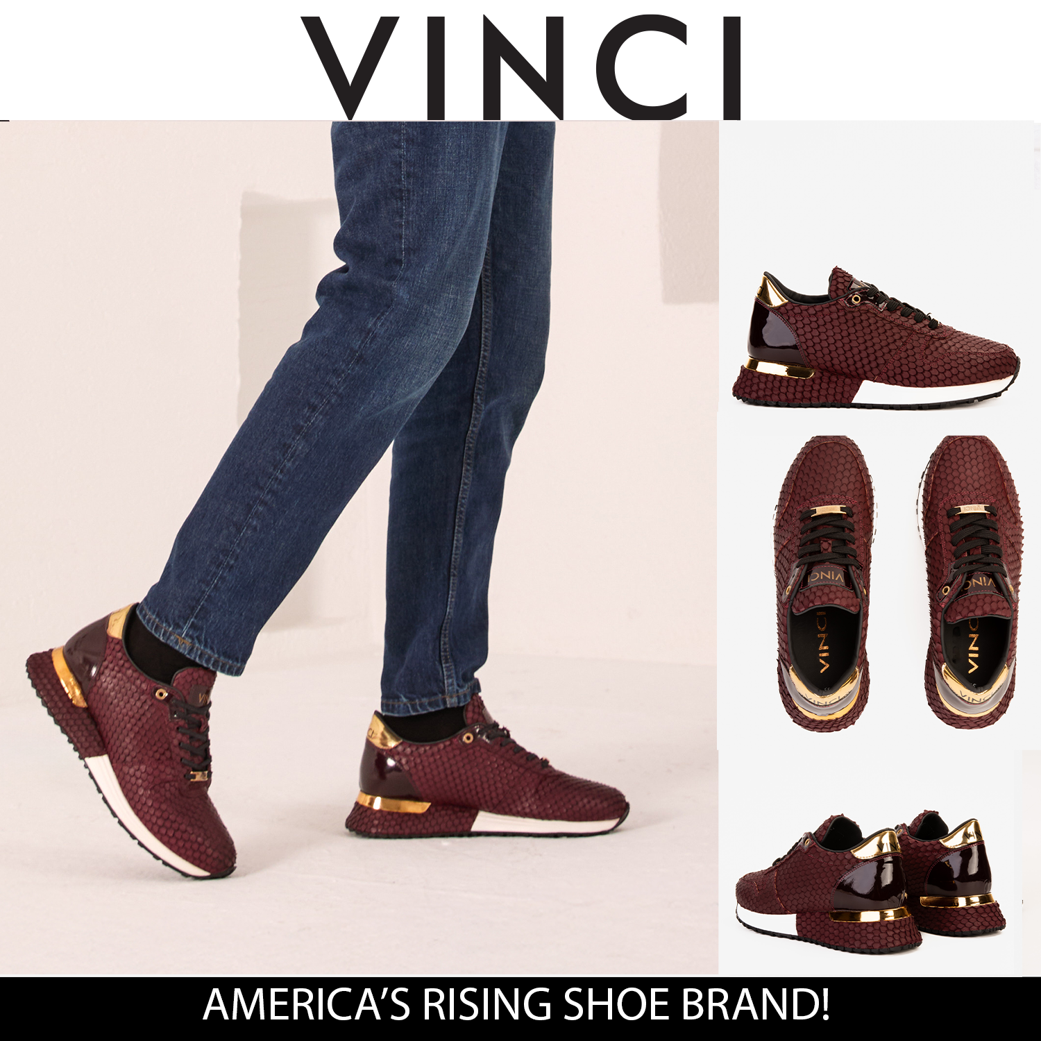 The Majesty Burgundy Leather Sneaker - Vinci Leather