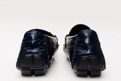 The Pisa Navy Blue Leather Bit Drive Loafer Shoe - Vinci Leather