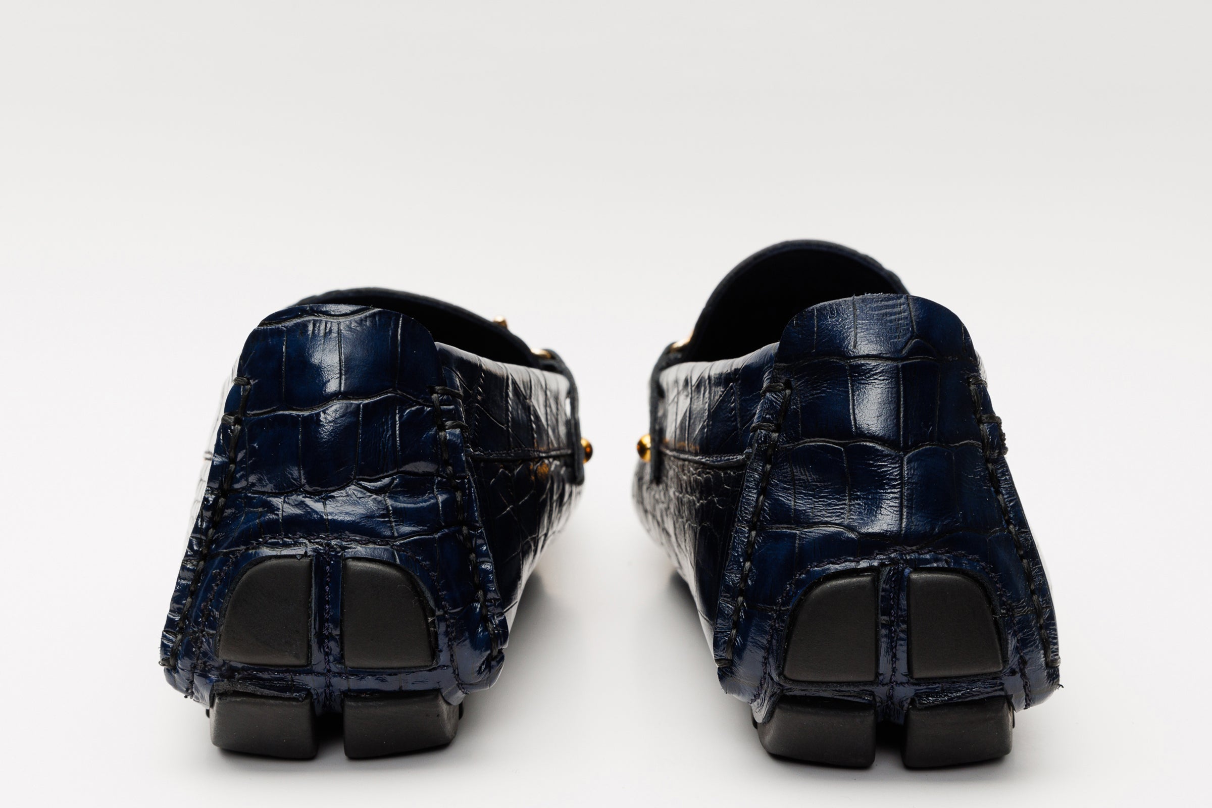 The Pisa Navy Blue Leather Bit Drive Loafer Shoe - Vinci Leather