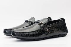 The Bologna Black Leather Bit Drive Loafer Shoe - Vinci Leather