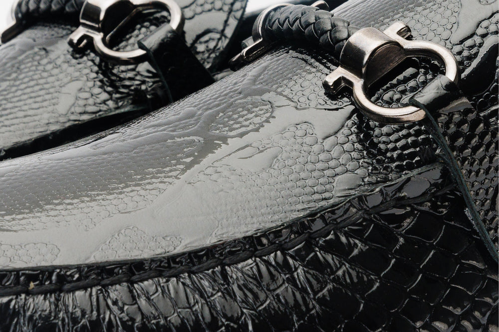 The Bologna Black Leather Bit Drive Loafer Shoe - Vinci Leather