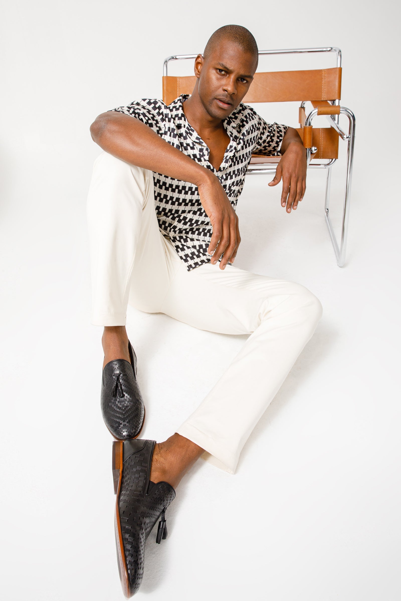 The Meram Black Leather Tassel Slip-On Loafer Shoe - Vinci Leather