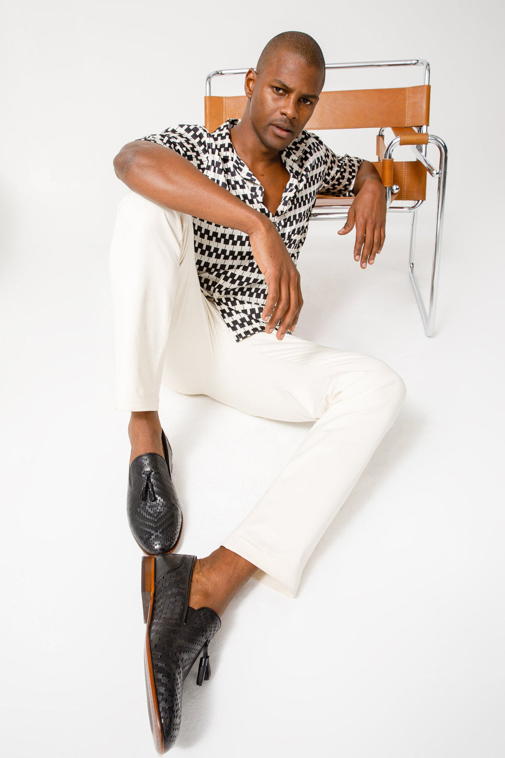 The Meram Black Leather Tassel Slip-On Loafer Shoe - Vinci Leather