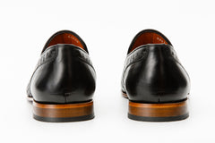 The Meram Black Leather Tassel Slip-On Loafer Shoe - Vinci Leather