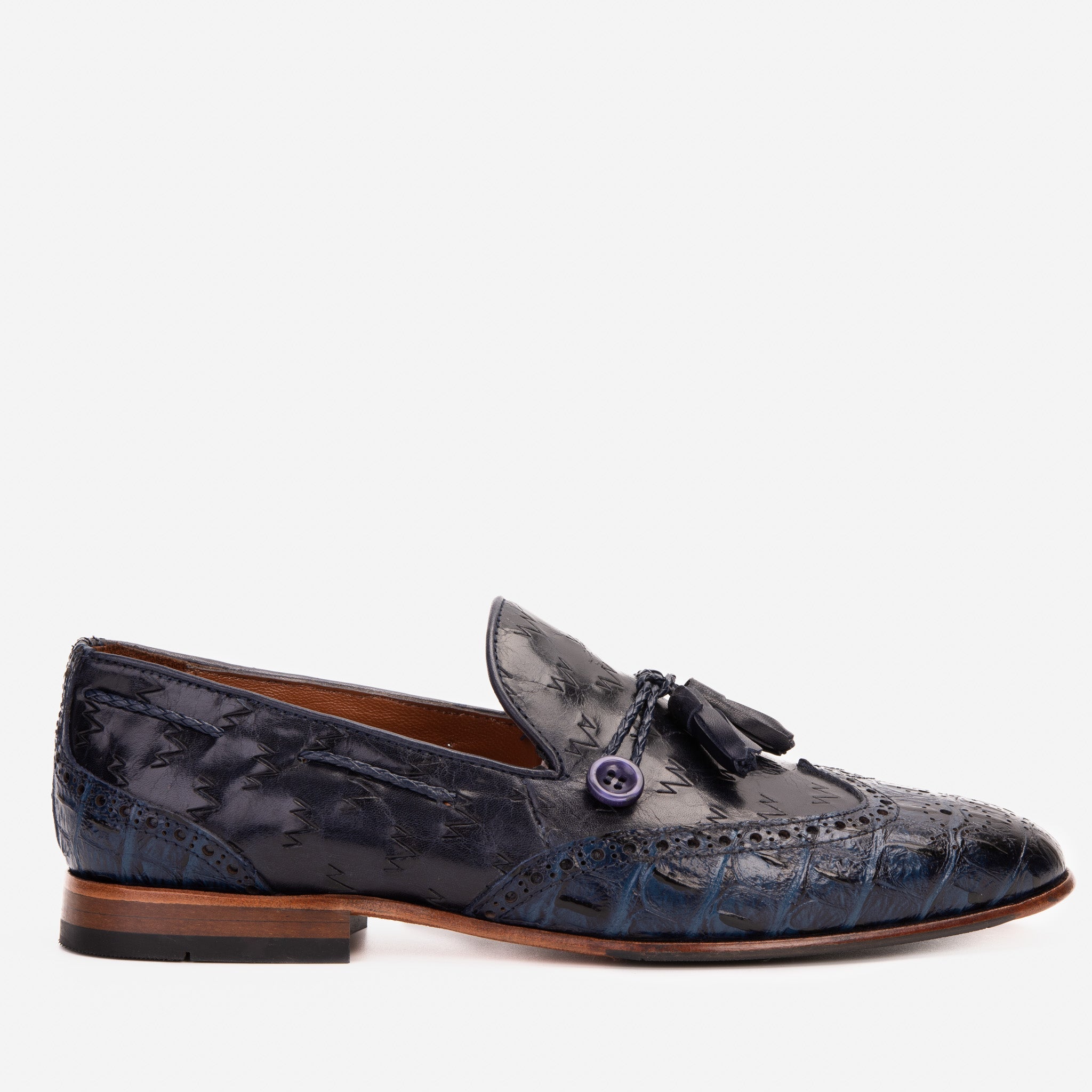 The Istanbul Navy Blue Leather Tassel Loafer Shoe - Vinci Leather
