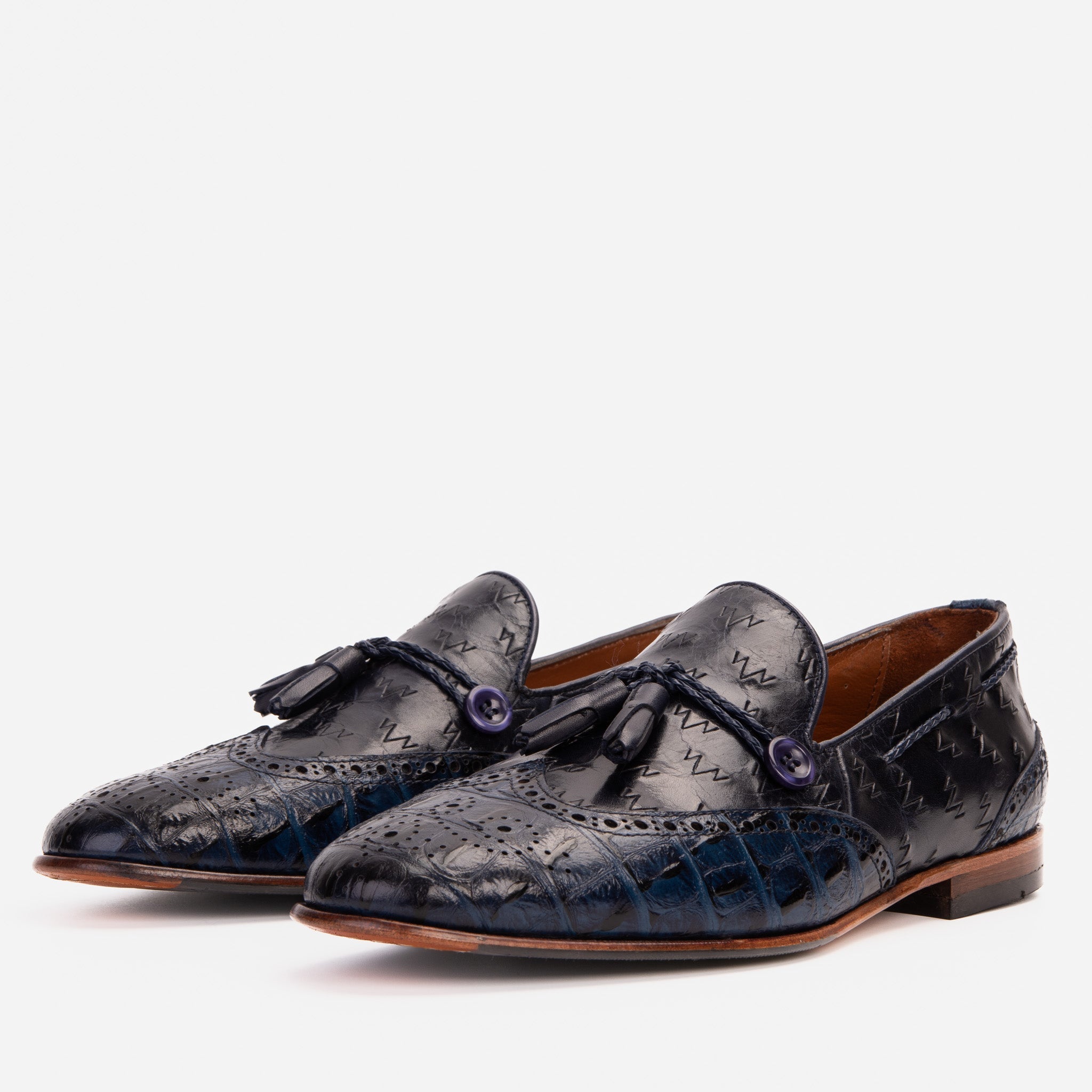 The Istanbul Navy Blue Leather Tassel Loafer Shoe - Vinci Leather
