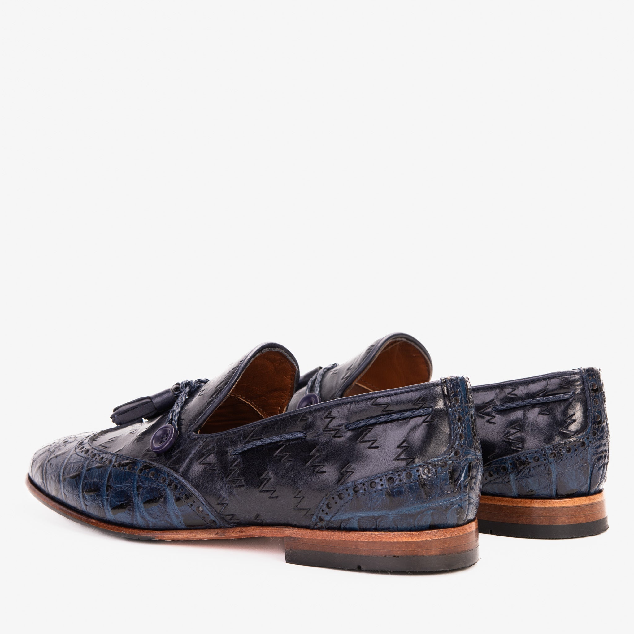 The Istanbul Navy Blue Leather Tassel Loafer Shoe - Vinci Leather