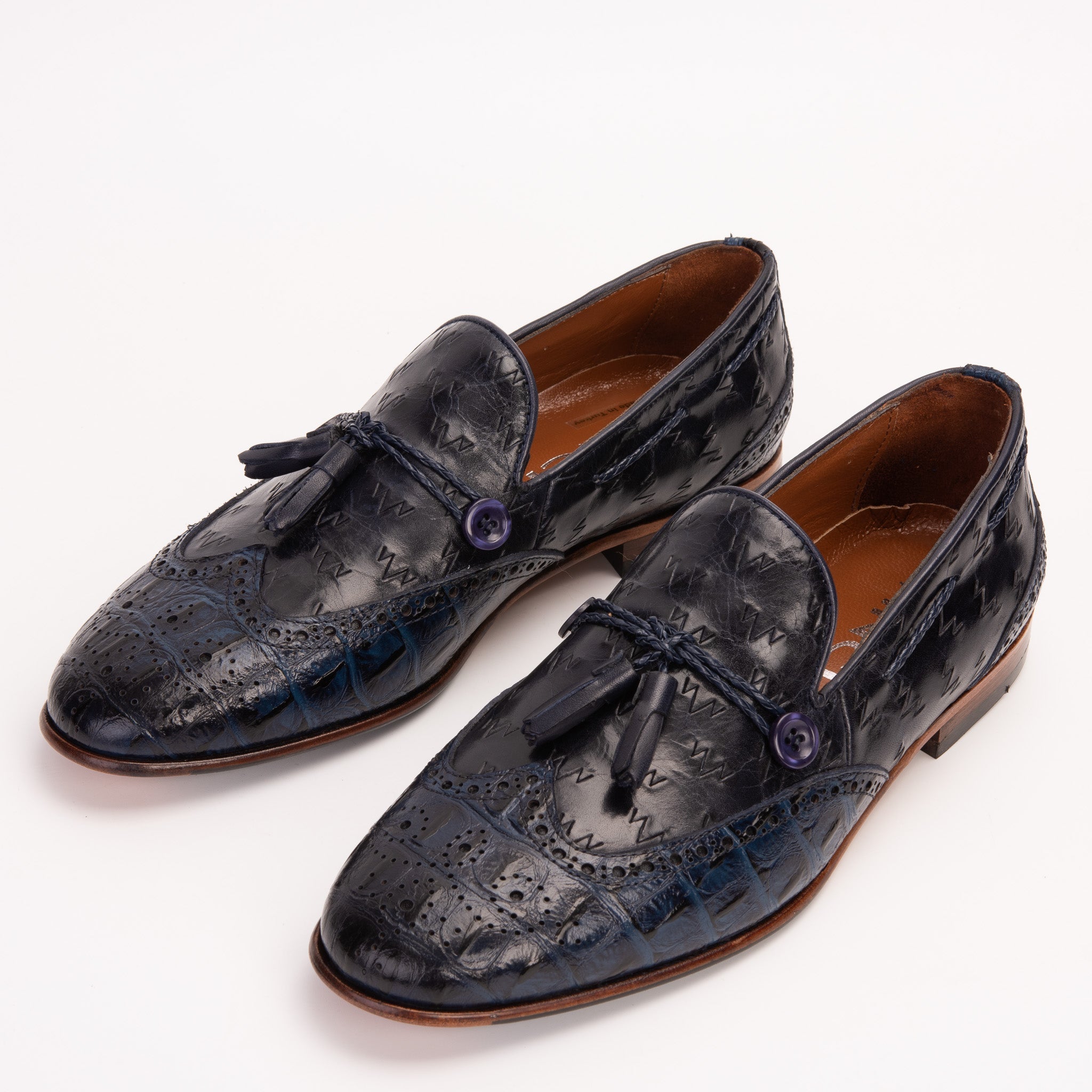 The Istanbul Navy Blue Leather Tassel Loafer Shoe - Vinci Leather