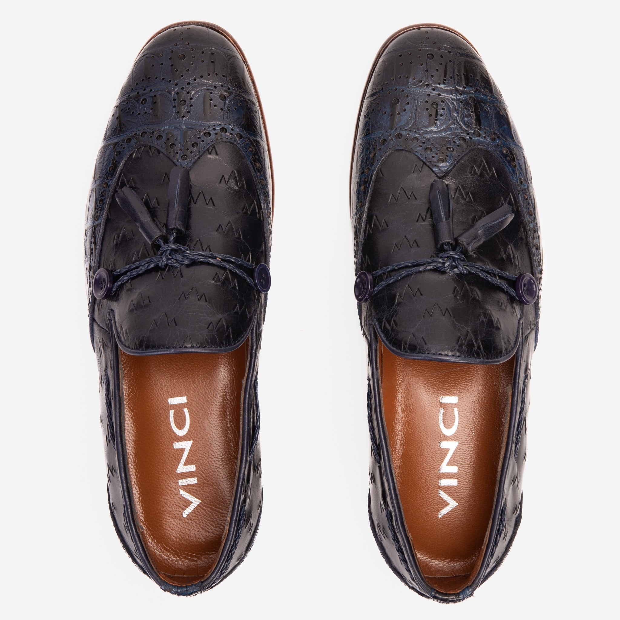 The Istanbul Navy Blue Leather Tassel Loafer Shoe - Vinci Leather