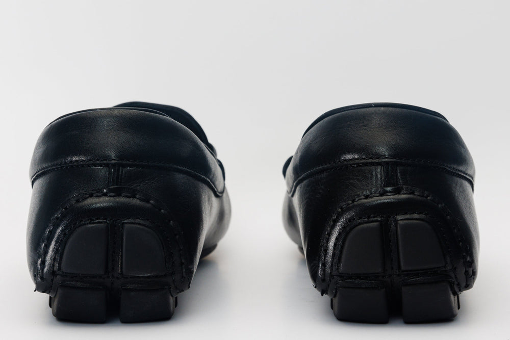 Pavia Black Leather Bit Drive Loafer Shoe - Vinci Leather