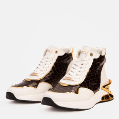 Bellagio White Gold Leather High-Top Sneaker - Vinci Leather