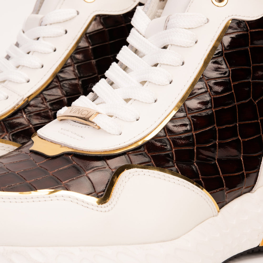 Bellagio White Gold Leather High-Top Sneaker - Vinci Leather