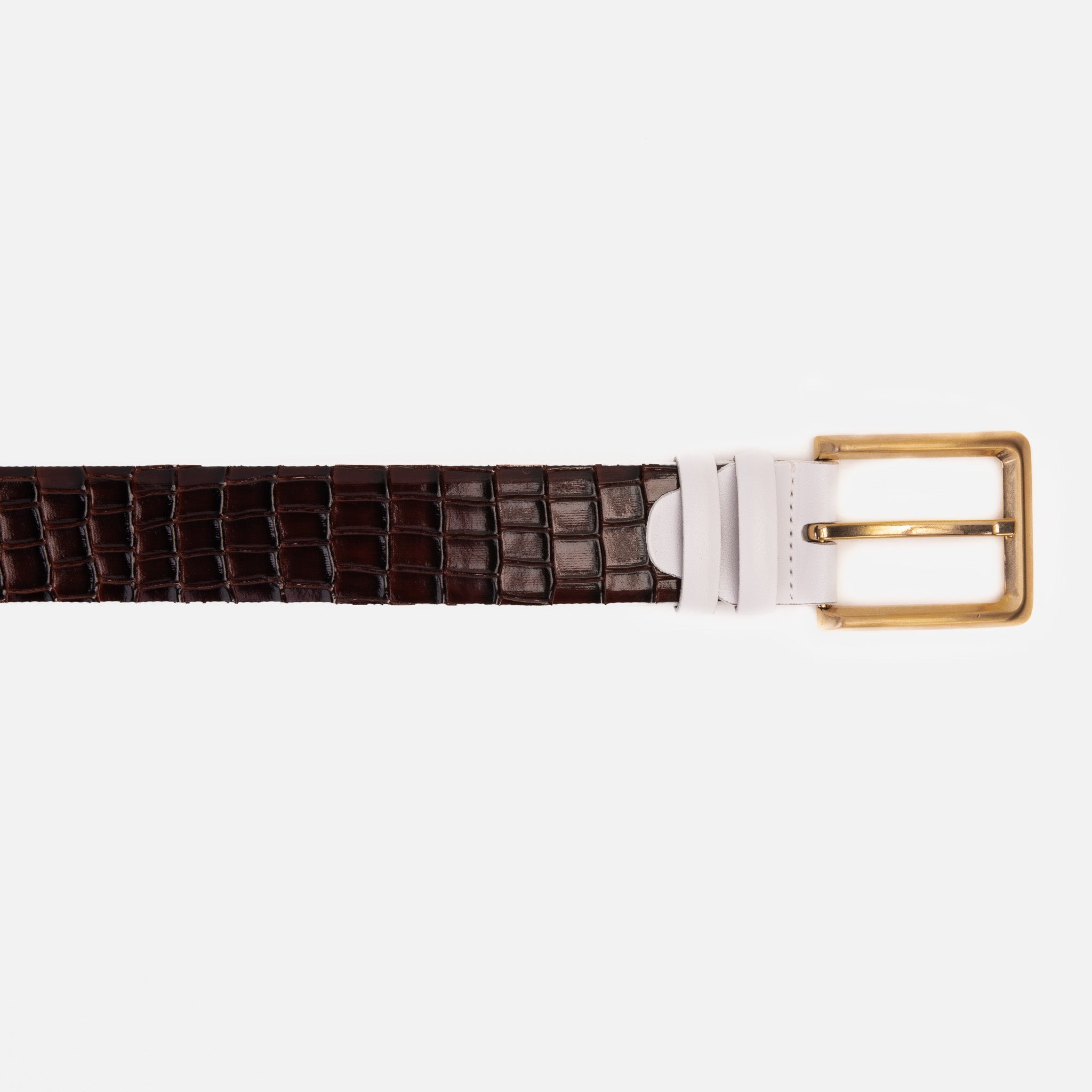 The Bellagio Brown White Leather Belt - Vinci Leather