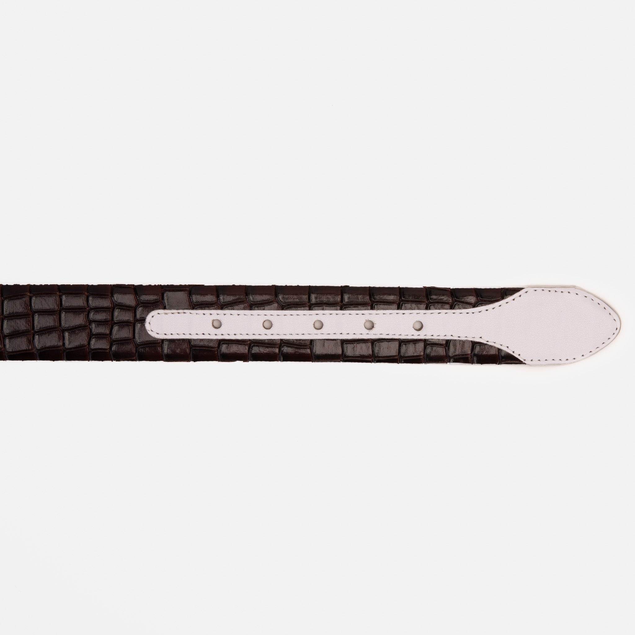 The Bellagio Brown White Leather Belt - Vinci Leather