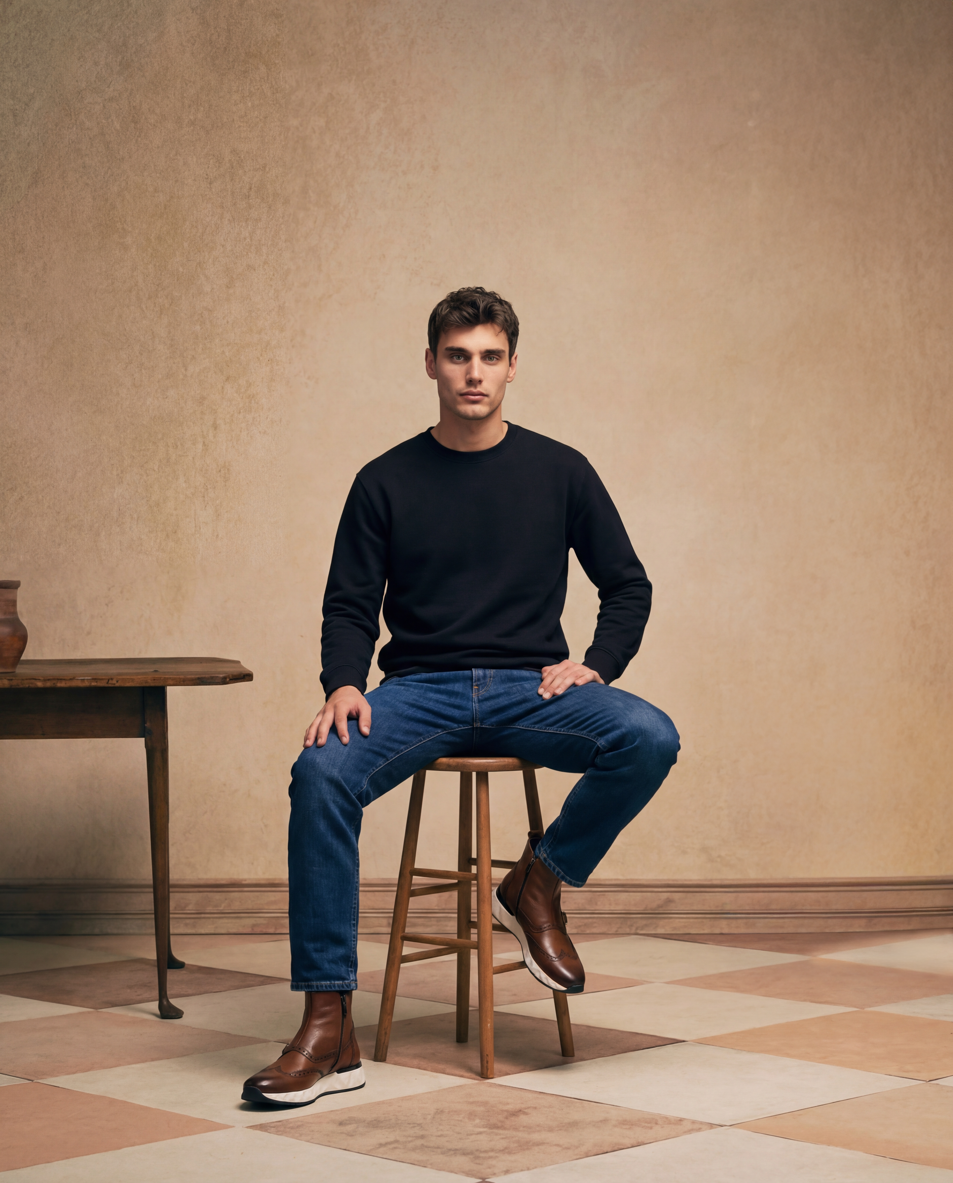 The Stealth Wingtip Buckle Tan Leather Boot - Vinci Leather