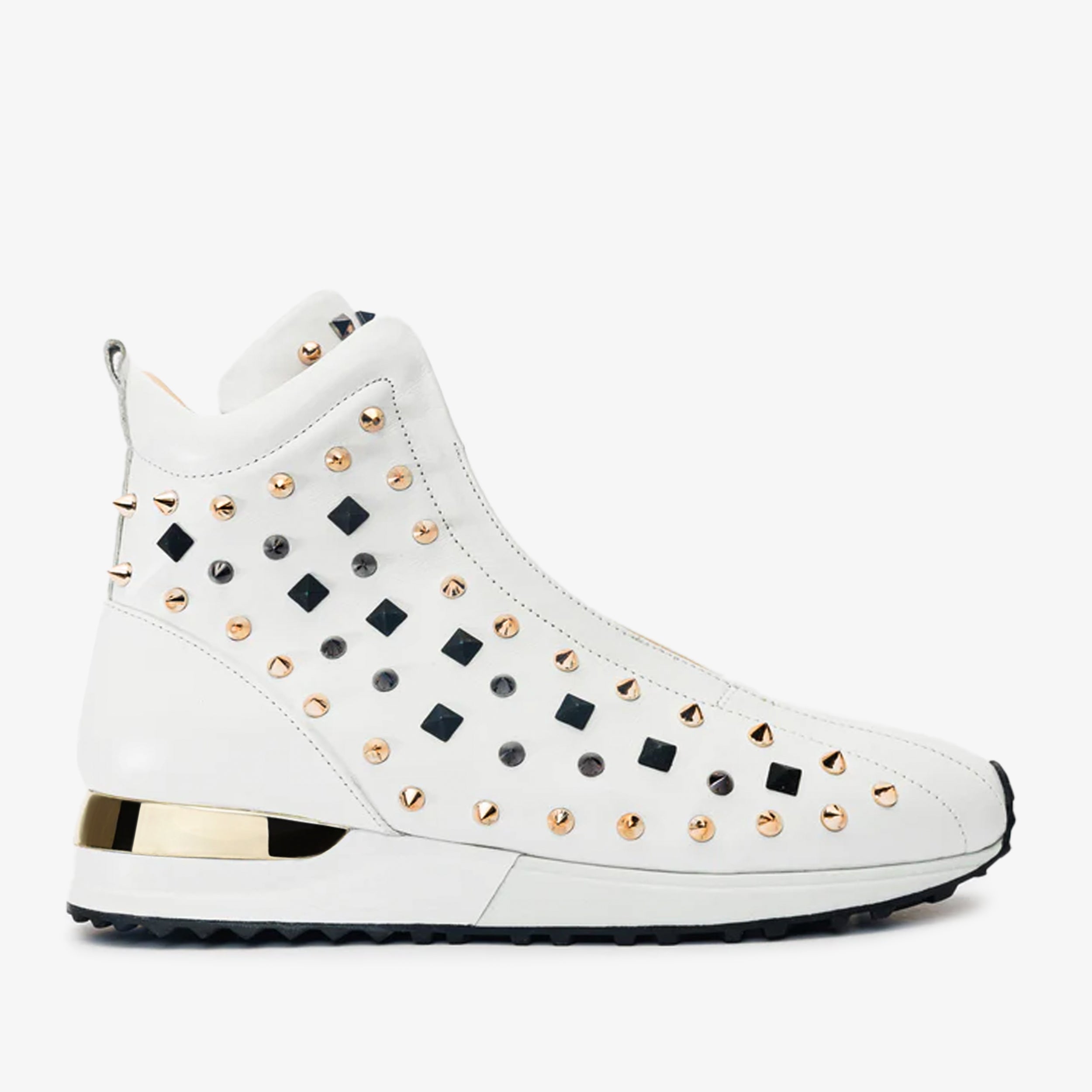 The Infanta High-Top White Spike Leather Sneaker Limited Edition - Vinci Leather