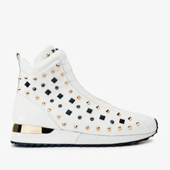 The Infanta High-Top White Spike Leather Sneaker Limited Edition - Vinci Leather