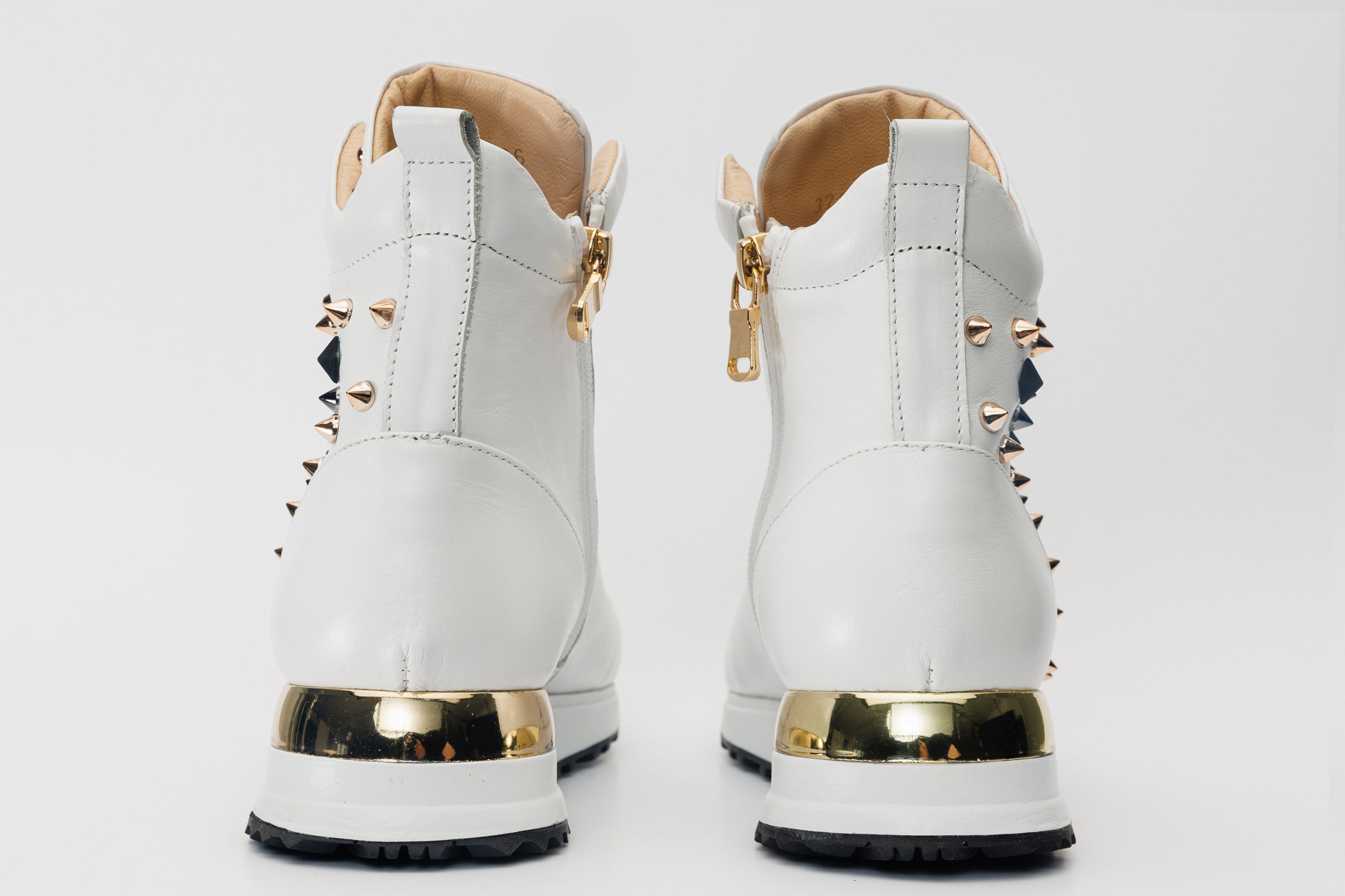 The Infanta High-Top White Spike Leather Sneaker Limited Edition - Vinci Leather