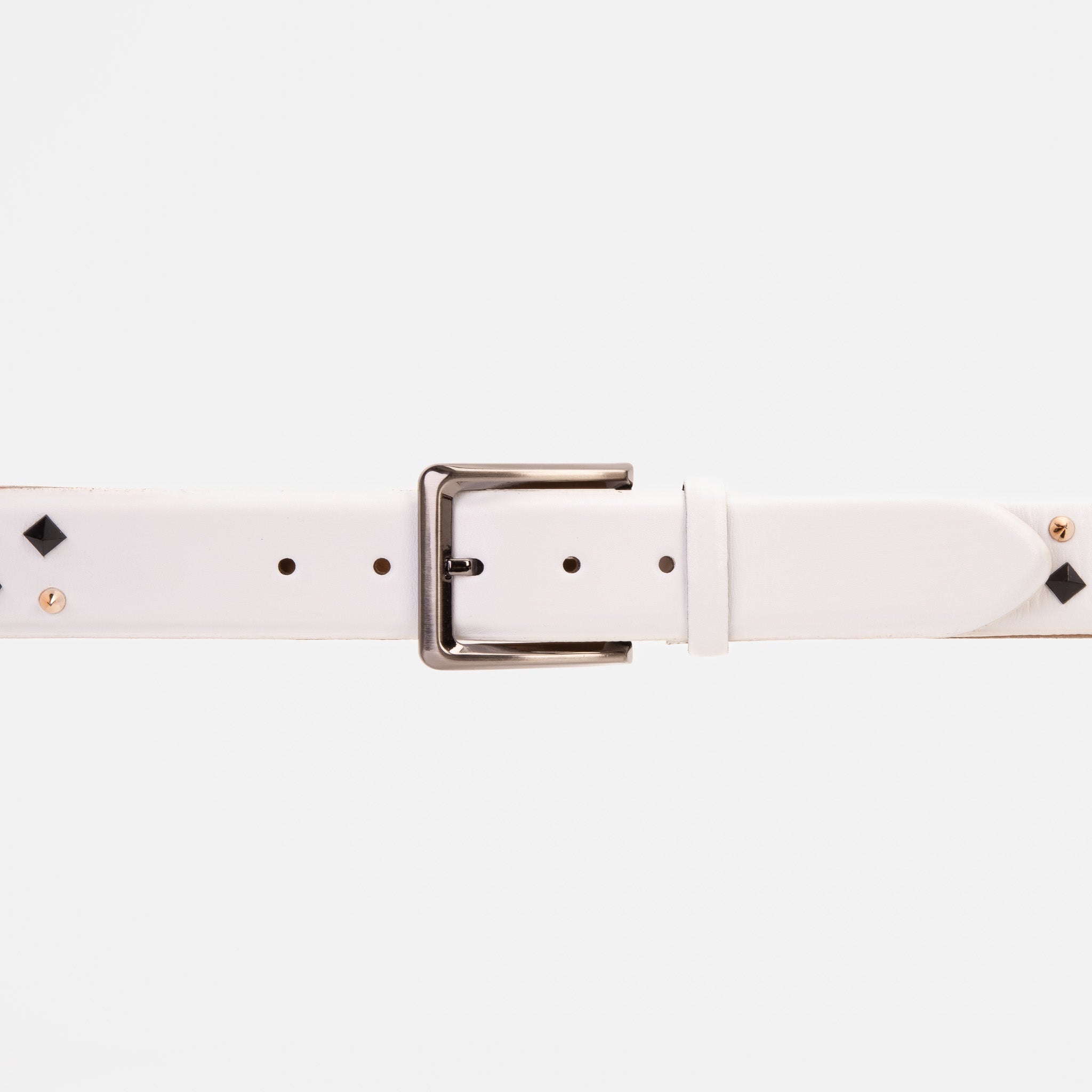 The Infanta White Spike Leather Belt - Vinci Leather