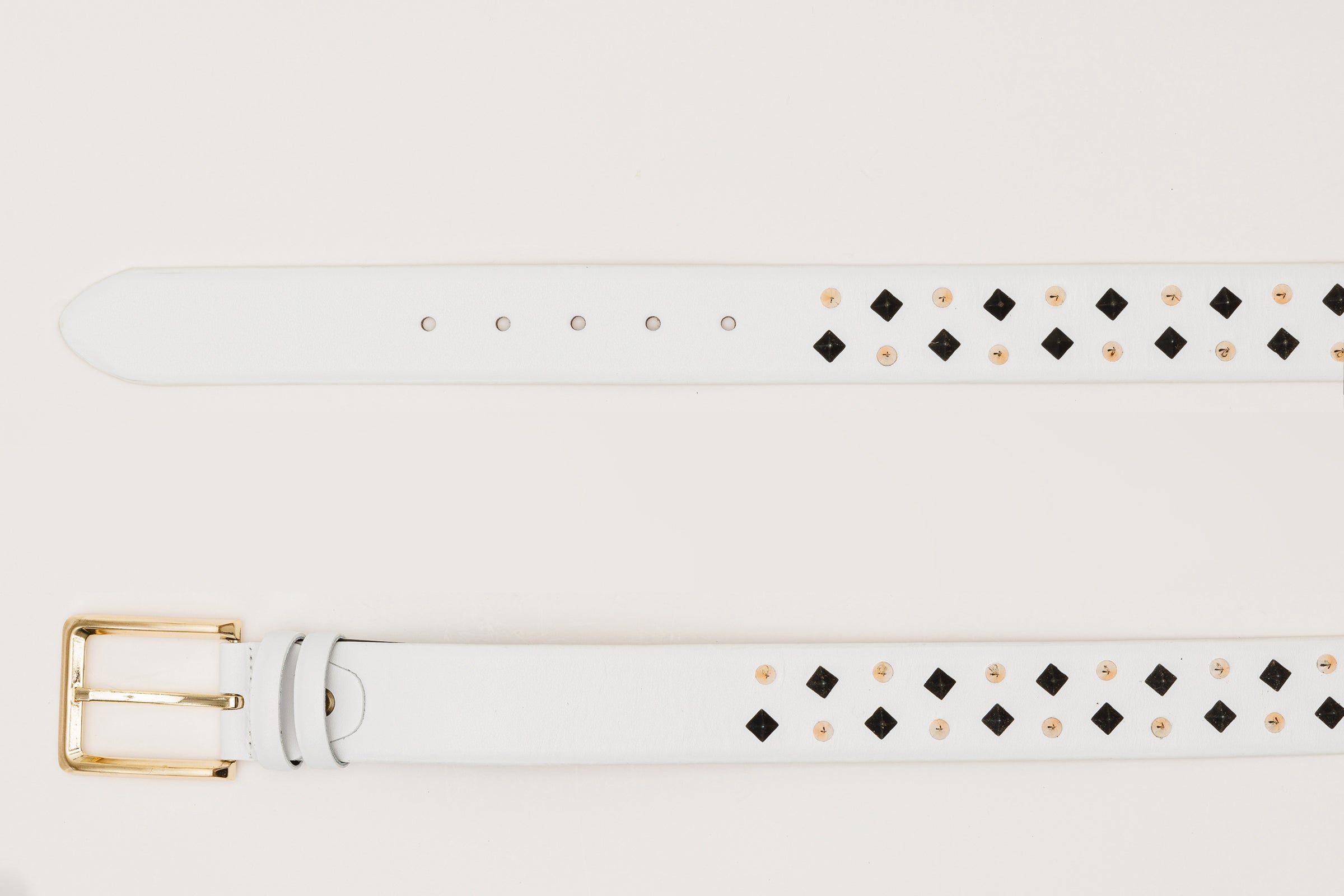 The Infanta White Spike Leather Belt - Vinci Leather