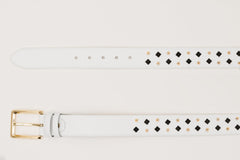 The Infanta White Spike Leather Belt - Vinci Leather