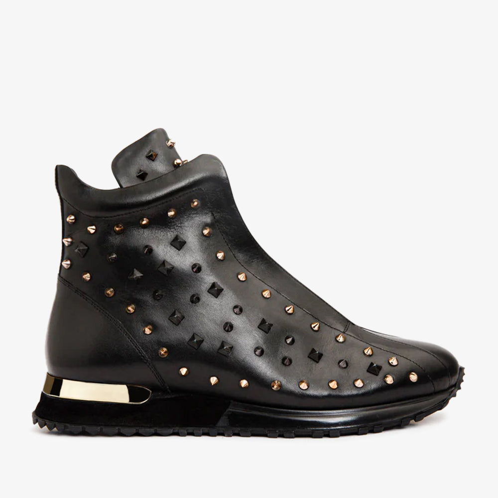 The Infanta High-Top Black Spike Leather Sneaker Limited Edition - Vinci Leather