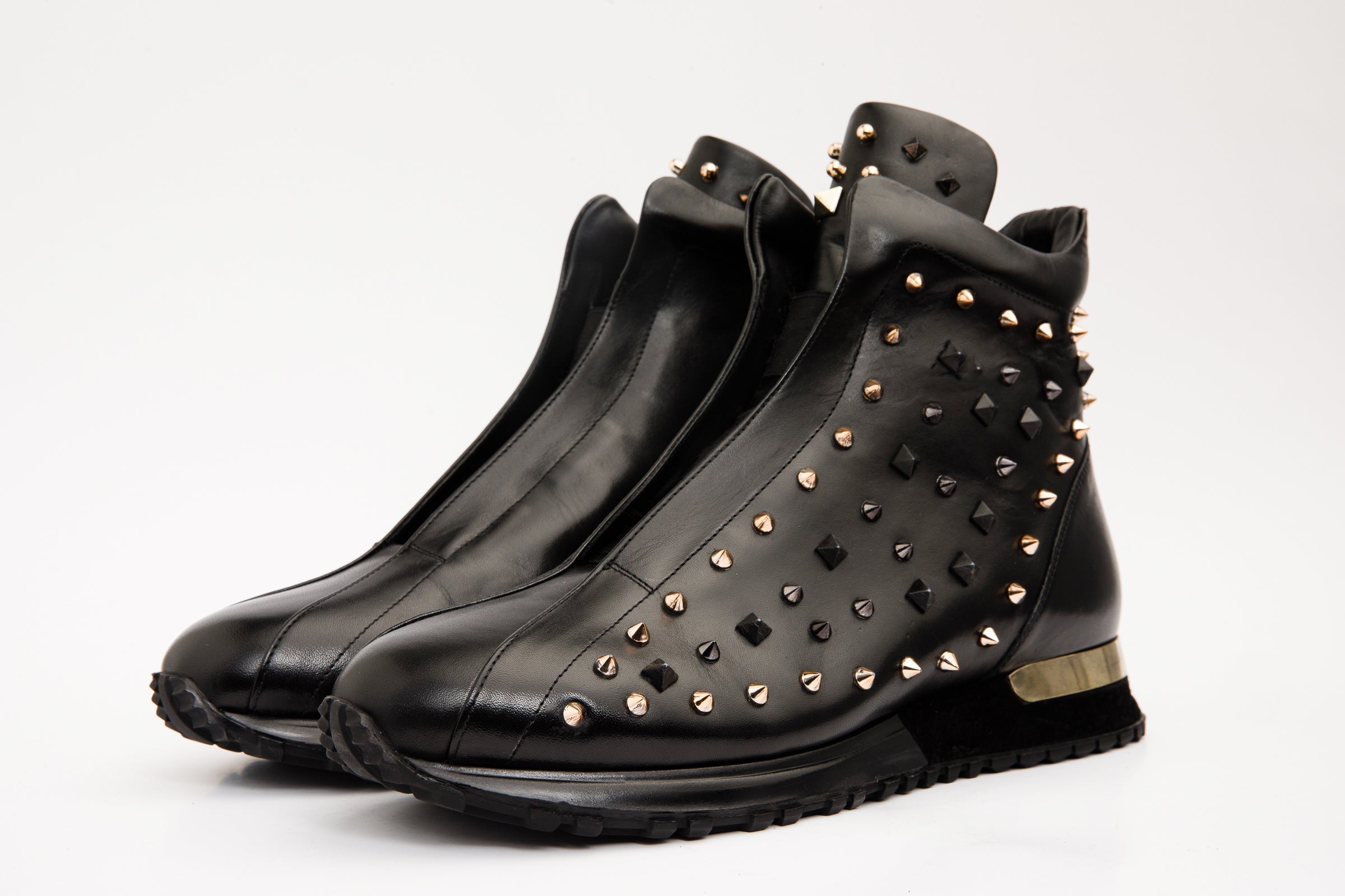 The Infanta High-Top Black Spike Leather Sneaker Limited Edition - Vinci Leather