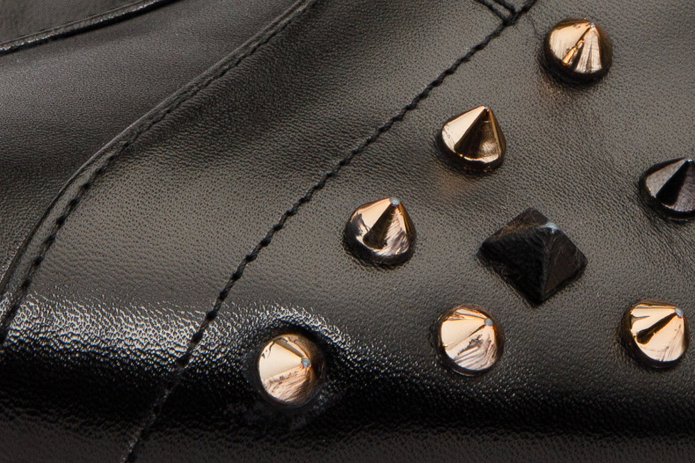 The Infanta High-Top Black Spike Leather Sneaker Limited Edition - Vinci Leather