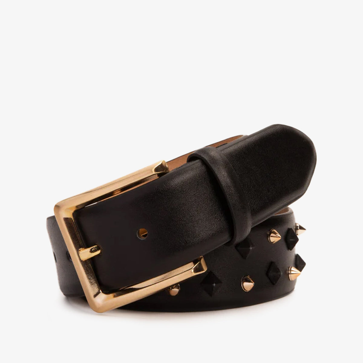 The Infanta Black Spike Leather Belt - Vinci Leather