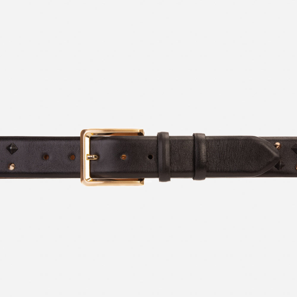 The Infanta Black Spike Leather Belt - Vinci Leather
