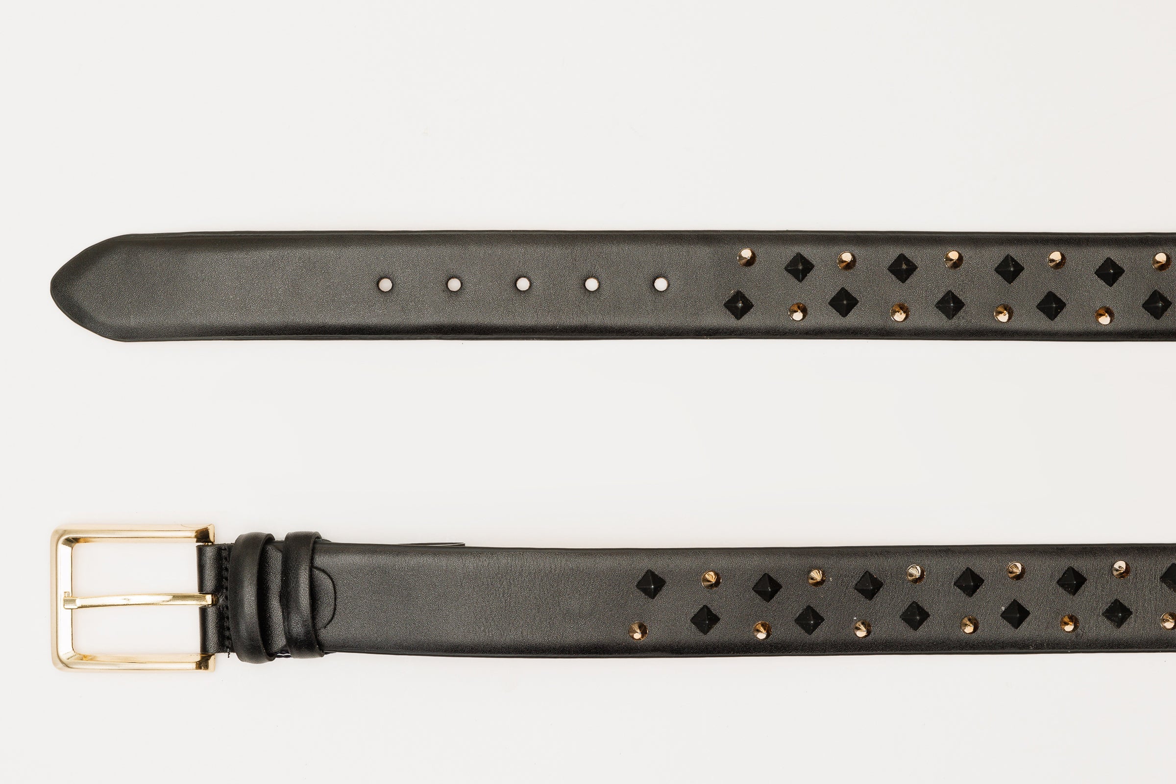 The Infanta Black Spike Leather Belt - Vinci Leather