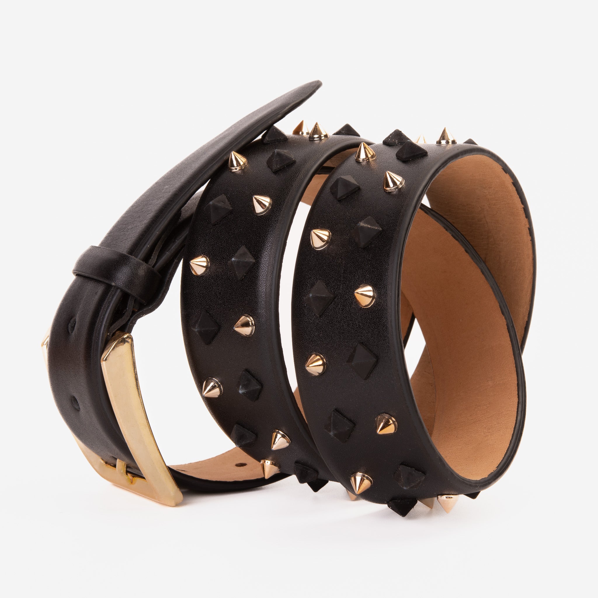 The Infanta Black Spike Leather Belt - Vinci Leather