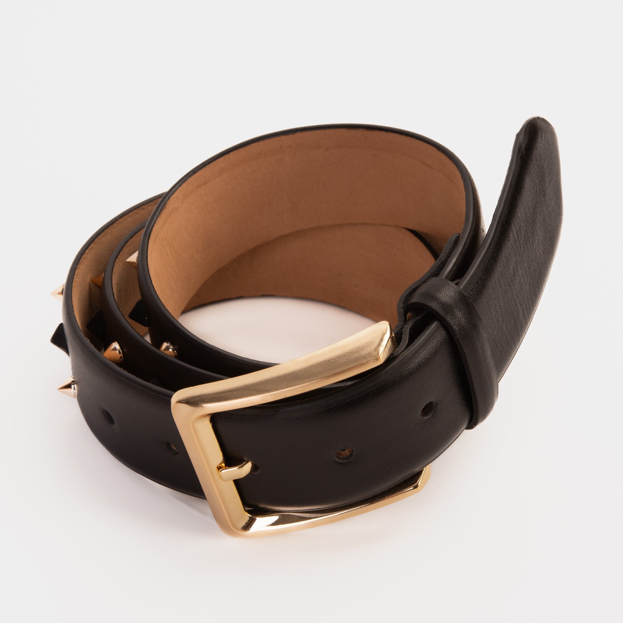 The Infanta Black Spike Leather Belt - Vinci Leather