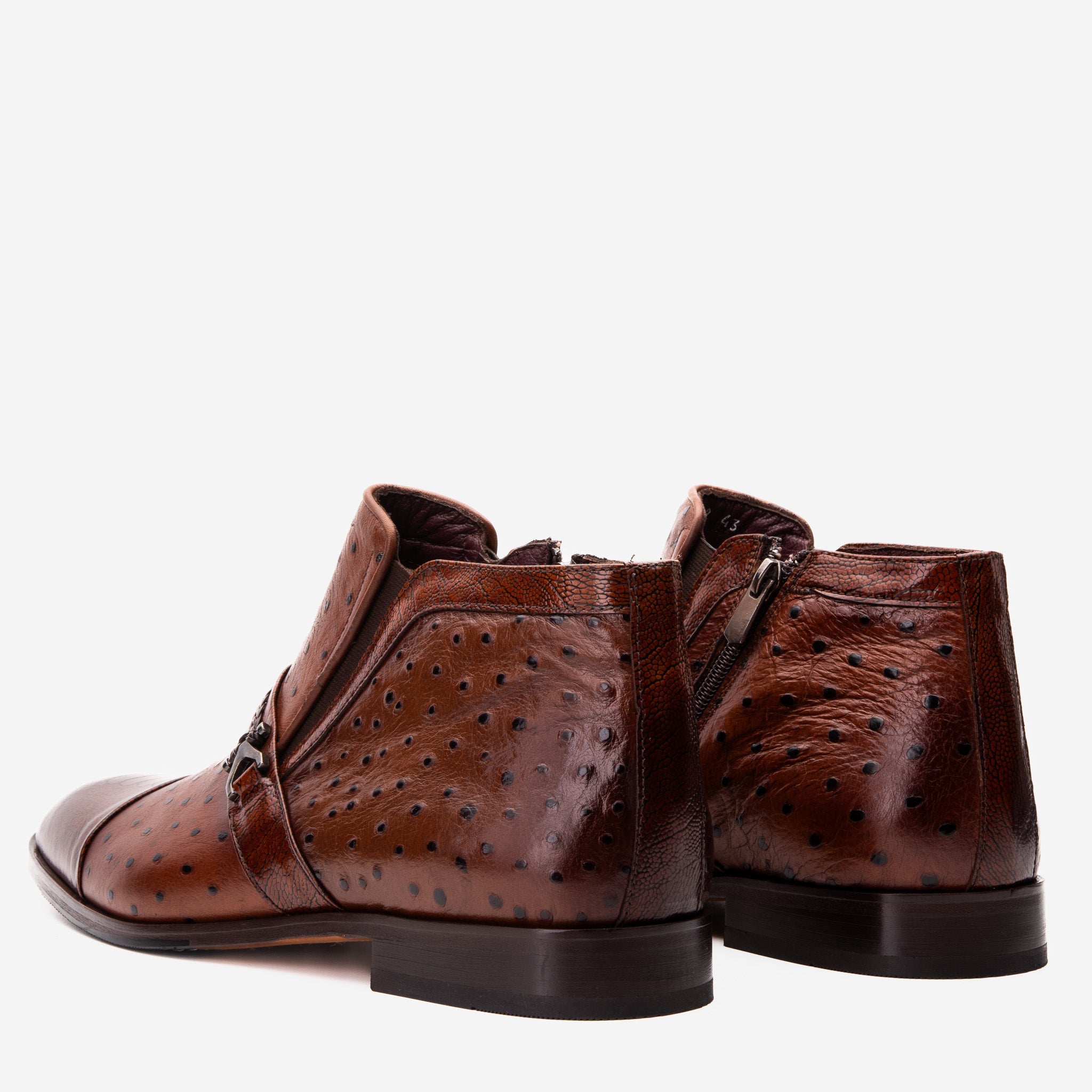 The Dallas Tan Leather Bit Ankle Zip-Up Dress Boot - Vinci Leather