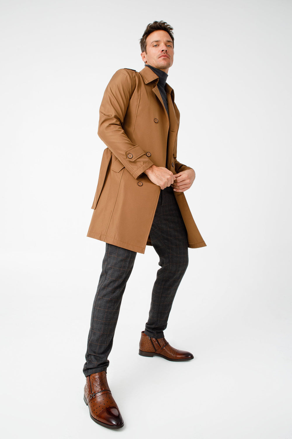 The Dallas Tan Leather Bit Ankle Zip-Up Dress Boot - Vinci Leather