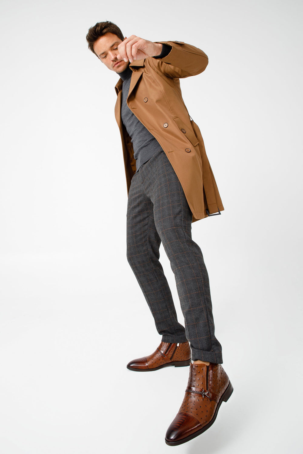 The Dallas Tan Leather Bit Ankle Zip-Up Dress Boot - Vinci Leather