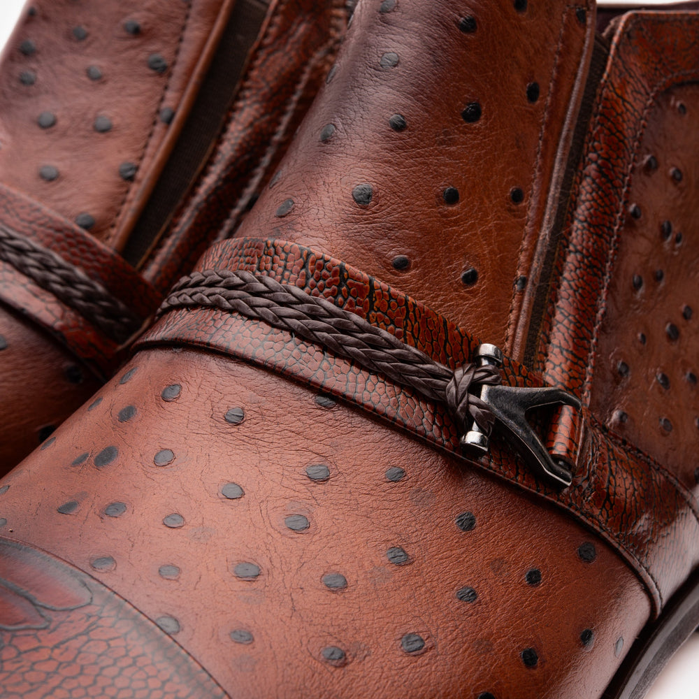 The Dallas Tan Leather Bit Ankle Zip-Up Dress Boot - Vinci Leather