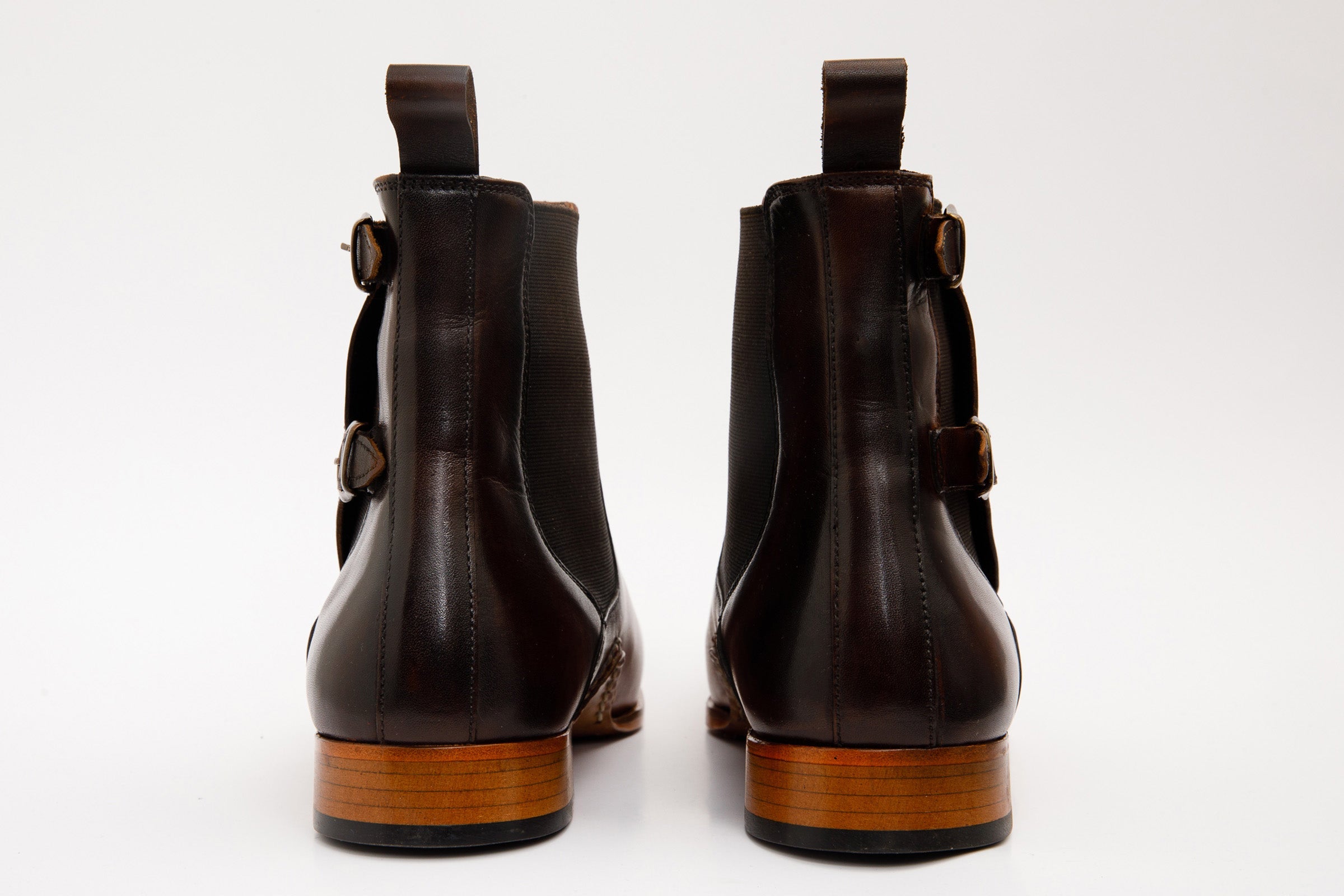 The Royal Hand Craft Tan Leather Double-Buckle Chelsea Boot - Vinci Leather
