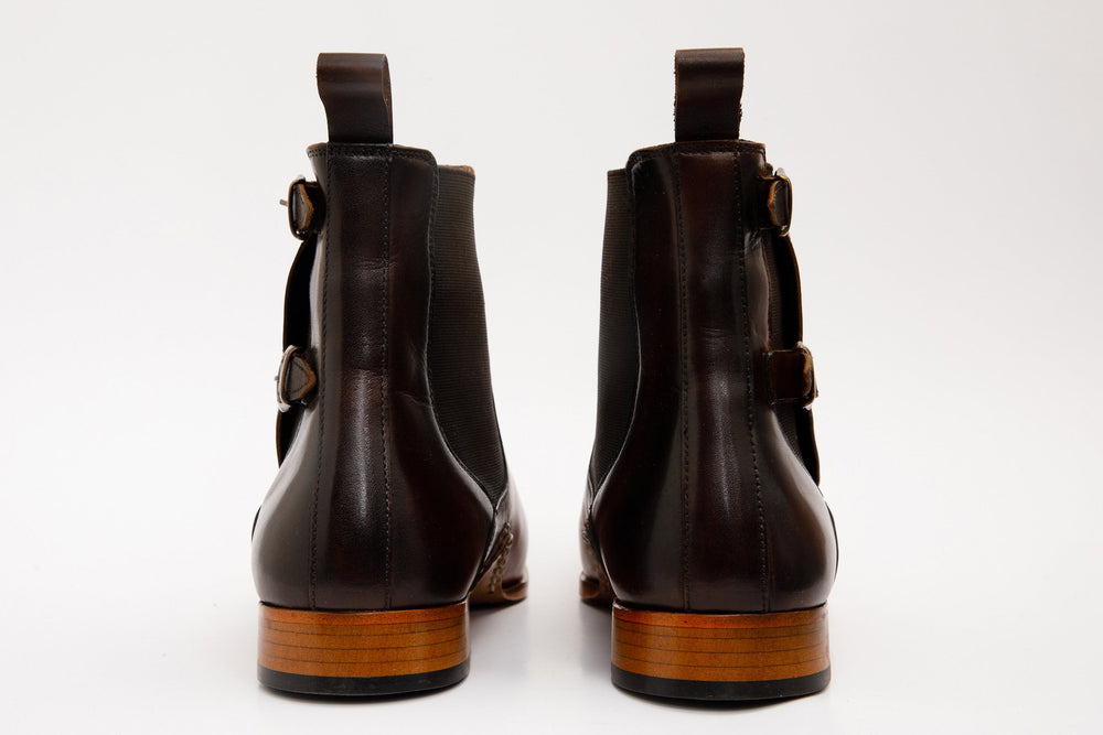 The Royal Hand Craft Tan Leather Double-Buckle Chelsea Boot - Vinci Leather
