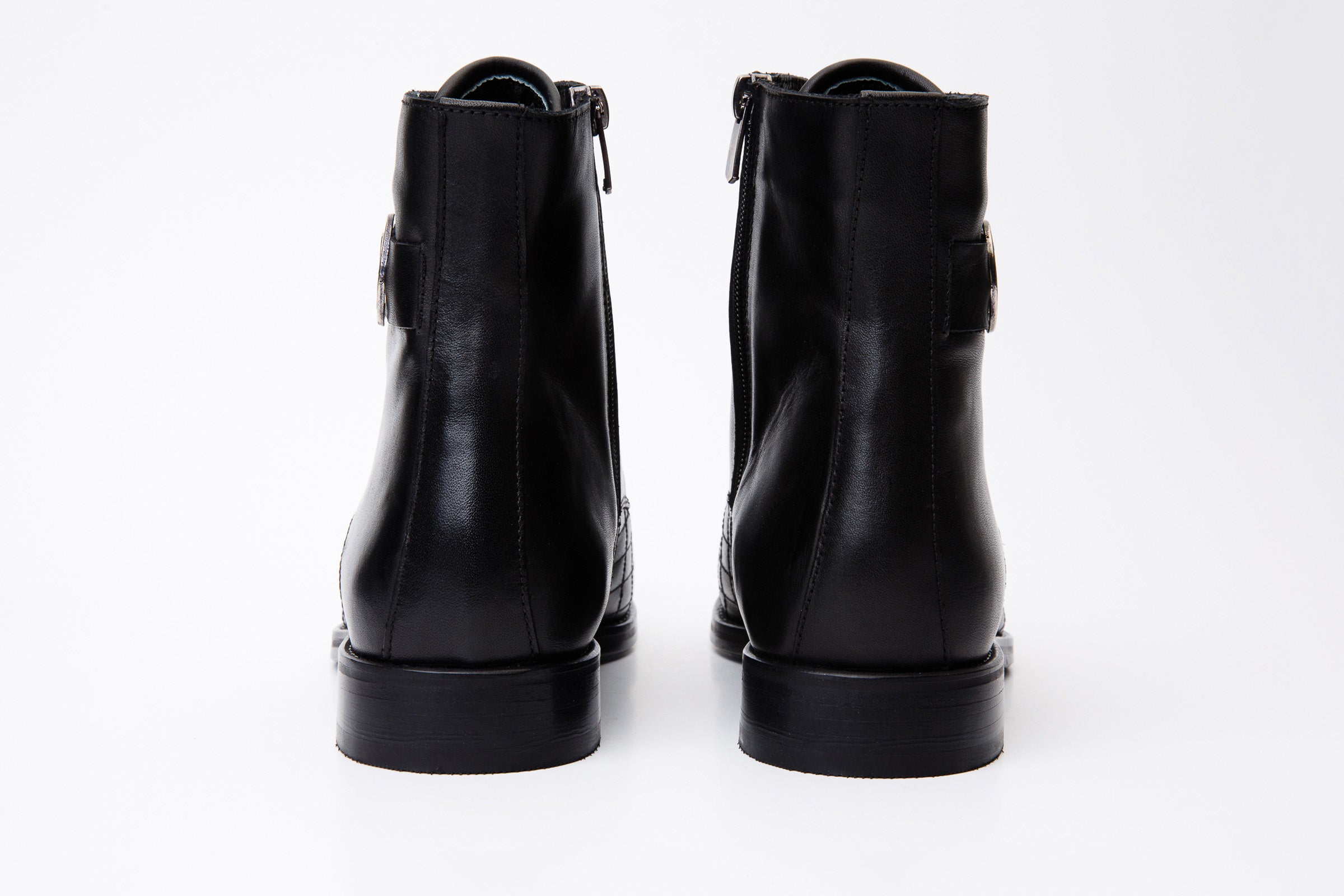 The Zeus Black Leather Lace-Up Boot with a Zipper - Vinci Leather