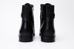 The Zeus Black Leather Lace-Up Boot with a Zipper - Vinci Leather