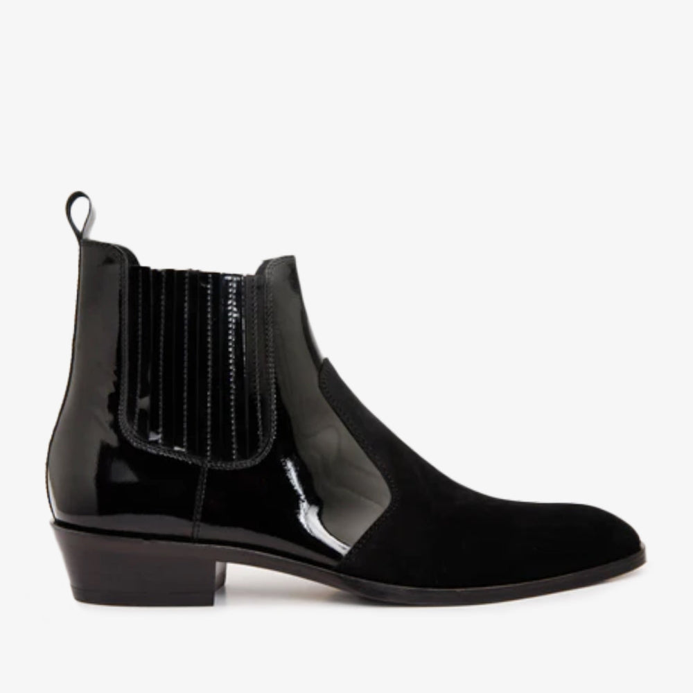 The Sorhag Black Suede Leather Dress Boot - Vinci Leather
