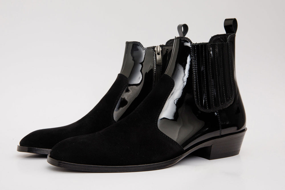 The Sorhag Black Suede Leather Dress Boot - Vinci Leather