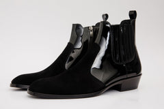 The Sorhag Black Suede Leather Dress Boot - Vinci Leather
