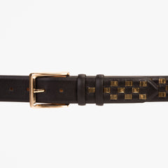 The Mackenzie Black Gold Woven Leather Belt - Vinci Leather