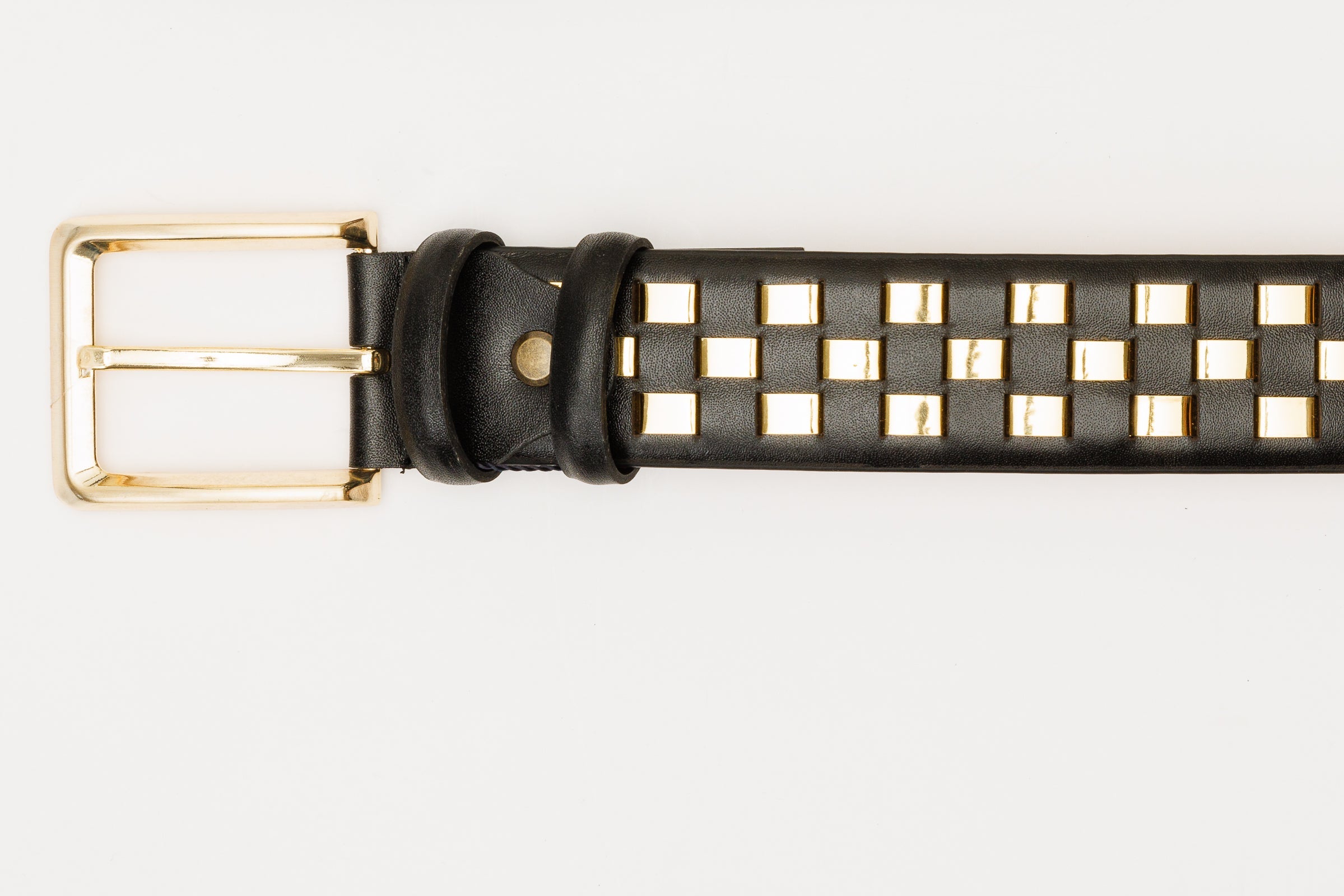 The Mackenzie Black Gold Woven Leather Belt - Vinci Leather