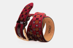 The Vicino Burgundy Leather Belt - Vinci Leather
