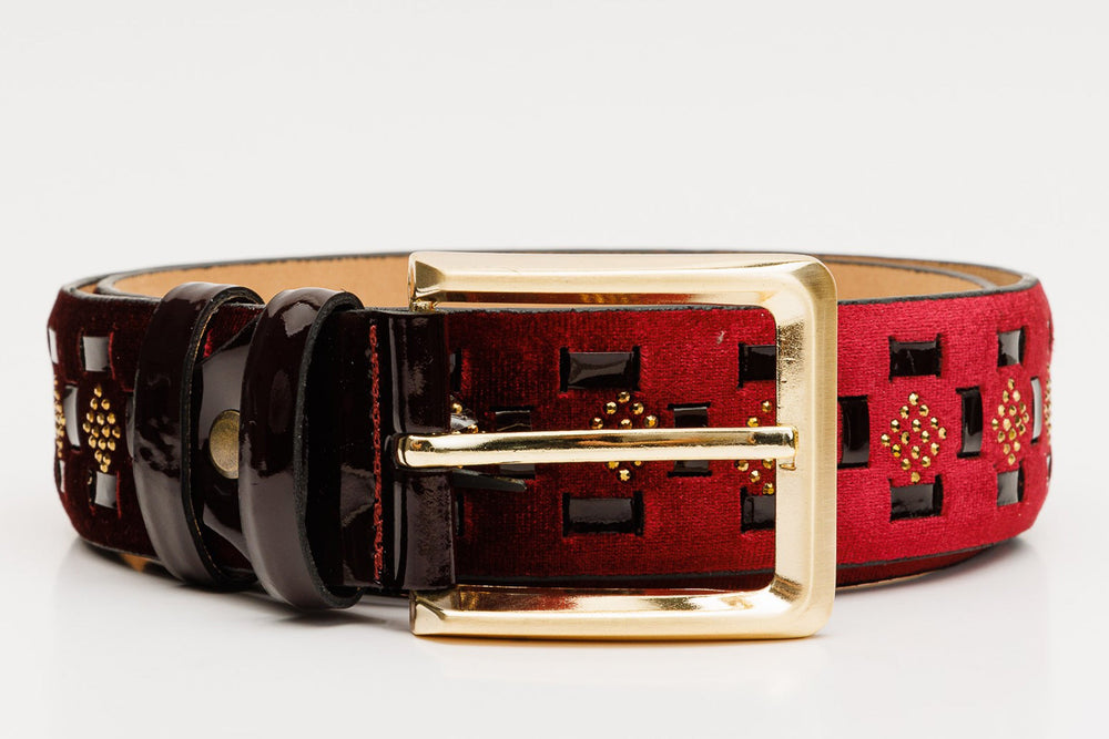 The Vicino Burgundy Leather Belt - Vinci Leather